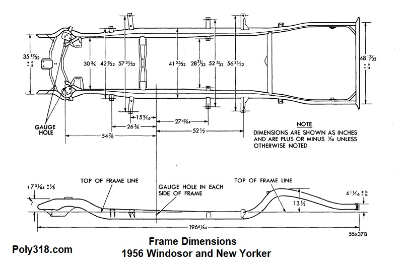 1956 Chrysler Chassis Frame Dimensions