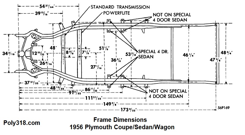 1956 Plymouth Chassis Frame Dimensions
