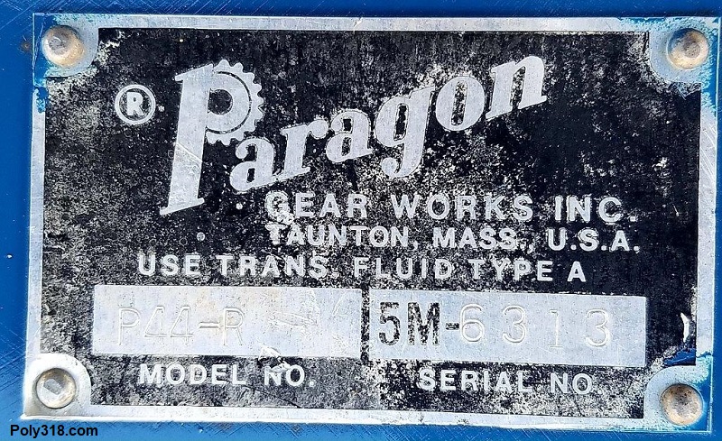 Poly 318 Marine Paragon Gear Box Transmission