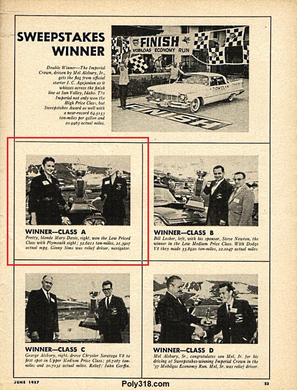 1957 Mobilgas Economy Run Plymouth 