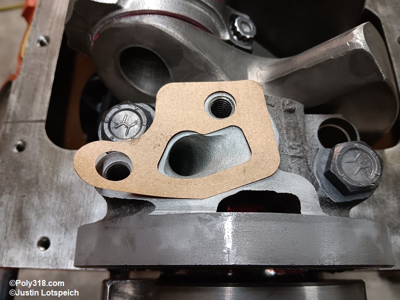 Poly 318 A-block oil pump gasket installation