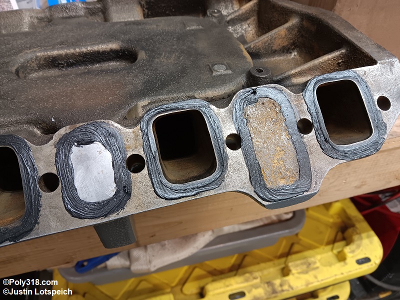 Poly 318 A-block intake manifold installation