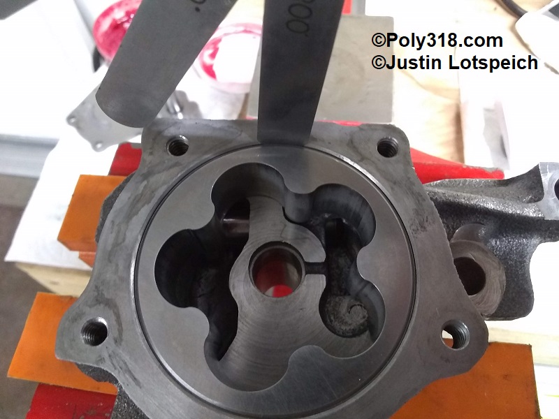 Poly 318 A-block oil pump cleaning clearance