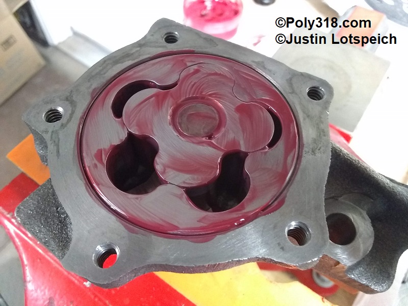 Poly 318 A-block oil pump cleaning clearance